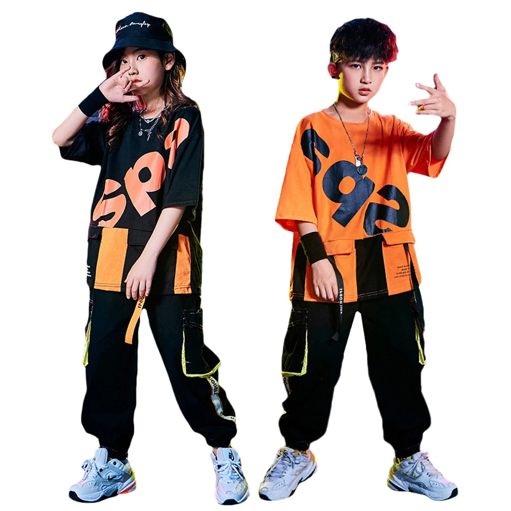 

Lolanta Kids Short Sleeve Loose Top Or Sport Pants Costume Children Hip-hop Street Dance Clothing Performance Casual Wears