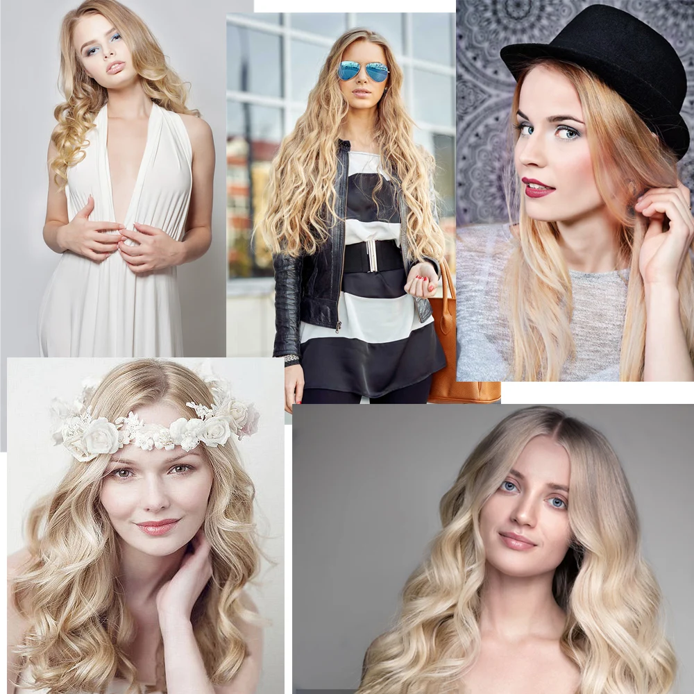 Волнистые парики WEILAI с эффектом омбре черные коричневые светлые средней части