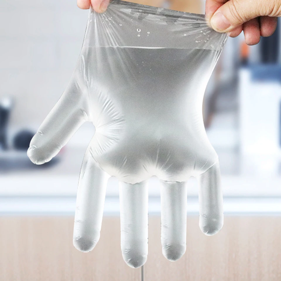 Transhome утолщенные одноразовые перчатки 100/500 шт. коробка прозрачные для