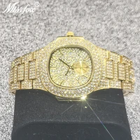 hip hop missfox fully iced out men watches diamond bling gold stainless steel fashion watch top luxury aaa quartz wristwatches