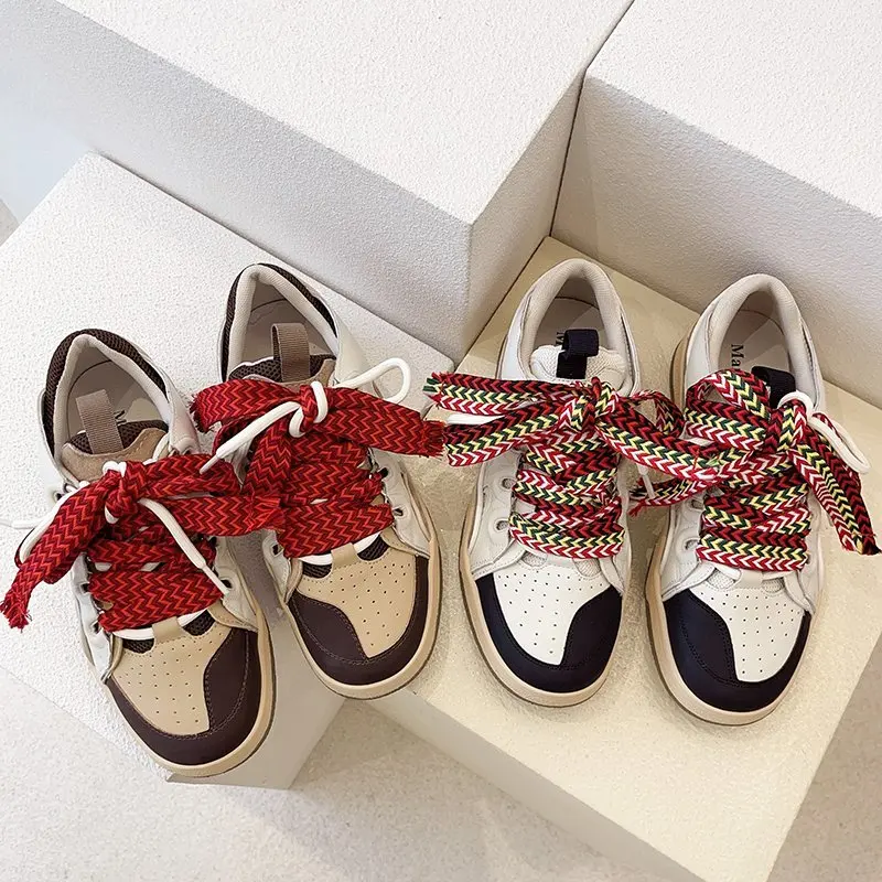 

Fashion Running Shoes for Woman Round Toe Travel Sneakers Women 2021 New Casual Personality Wide Shoelace Platform Shoe Female