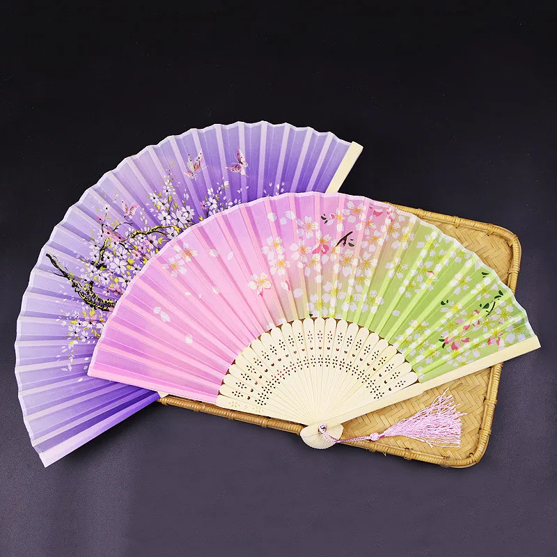 

5pcs Craft Gift Fan Erqing Japanese Folding Fan Ancient Chinese Wind Silk Fan