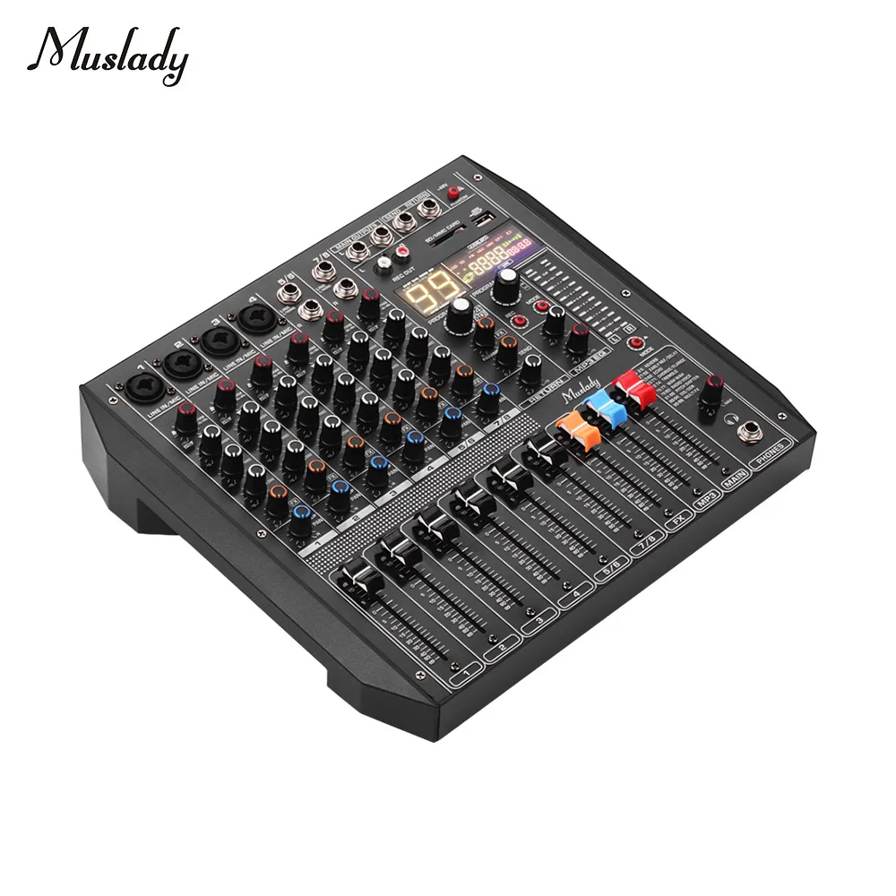 Muslady ER-800 микшерный пульт 8-канальный смеситель встроенный 99 dsp-эффекты 48В поддержка подключения BT