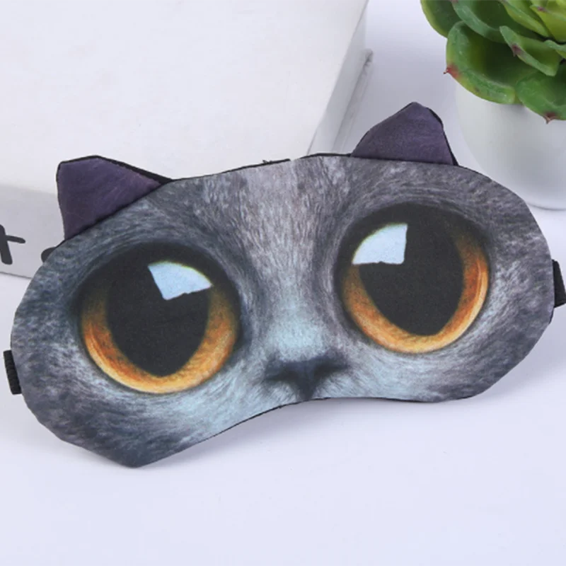 Yellow eye cat Милый кот собака ночная маска для лица на основе маска для глаз тени для век Обложка козырек от солнца натуральный спальный глазную повязку Для женщин Для мужчин Мягкая повязка дорожная защита для глаз - Цвет: Yellow eye cat