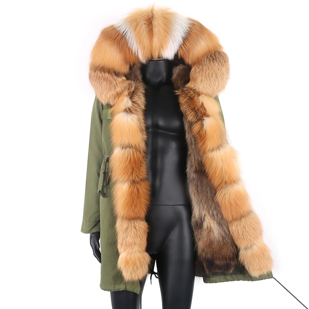 

2021 Men Waterproof Winter Jacke Long Parka Warm Real Fox Fur Coat Thick Natural Fur Collar Hood Outerwear Streetwear