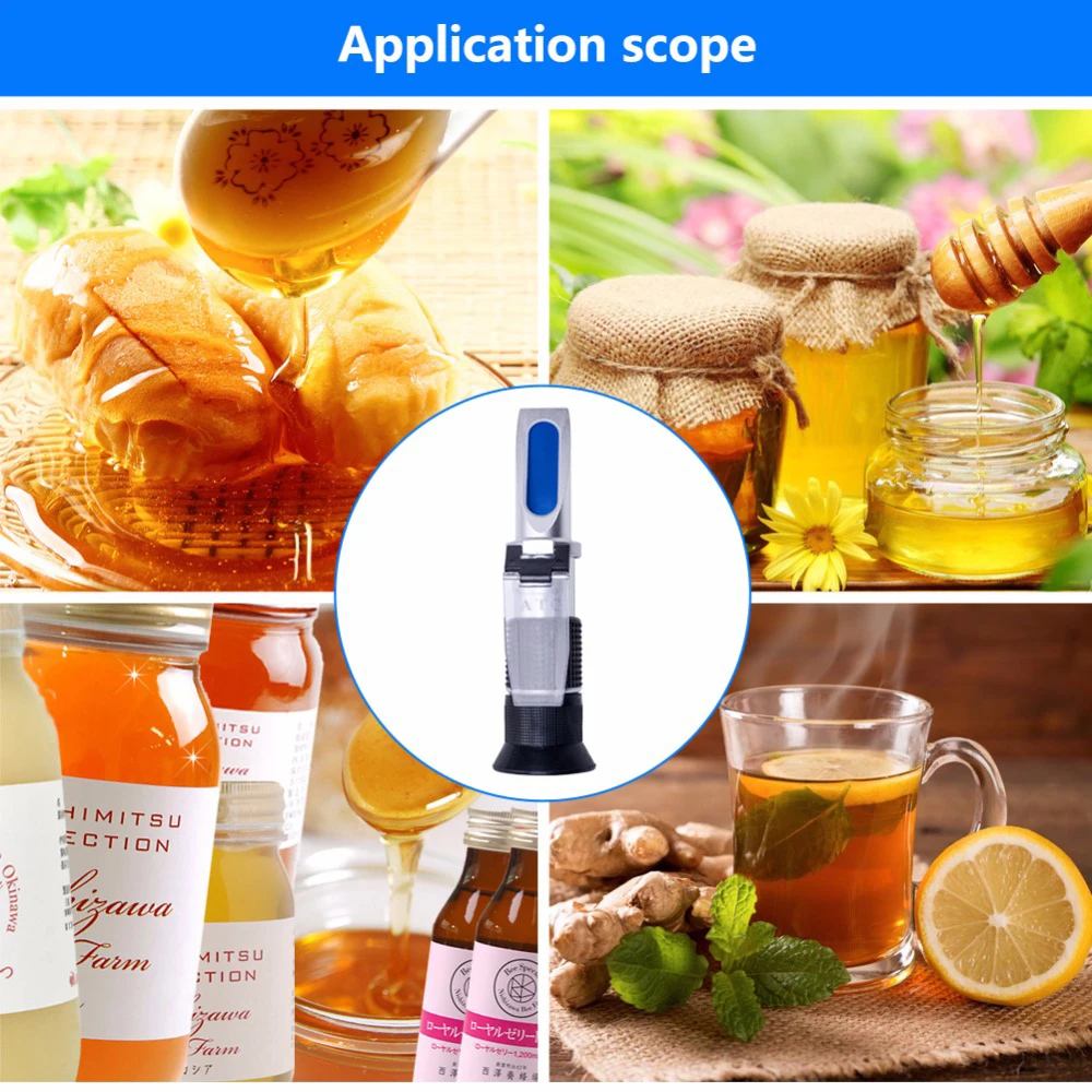 

Portable 3 in1 Honey Refractometer 58-90% Brix Scale Range With ATC Honey Moisture Tester For Beekeeping Jelly Jam And Syrup