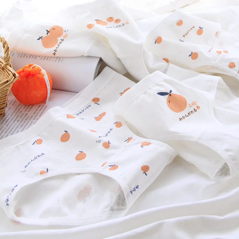 Хлопковое нижнее белье для девочек с милыми мультяшными фруктами дышащие