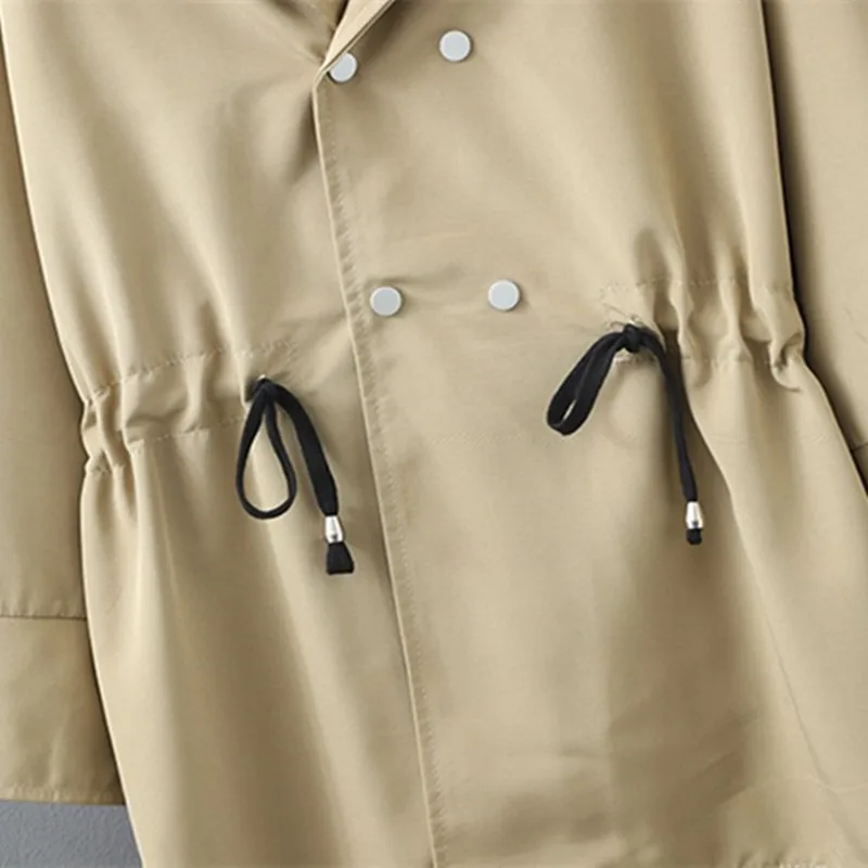 

Plus Size Women Long Coats 2021 Spring Drawstring Loose Windbreaker Casual Trench Femme Tops Clothing Lady Gabardina Mujer 6XL
