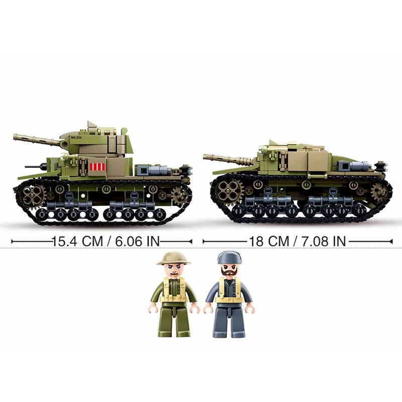 Фото SLUBAN Военная серия Battle M13/40 Tank MOC Набор строительных блоков Оружие Армия WW2 солдаты кирпичи классическая модель детские игрушки WW II подарки №3