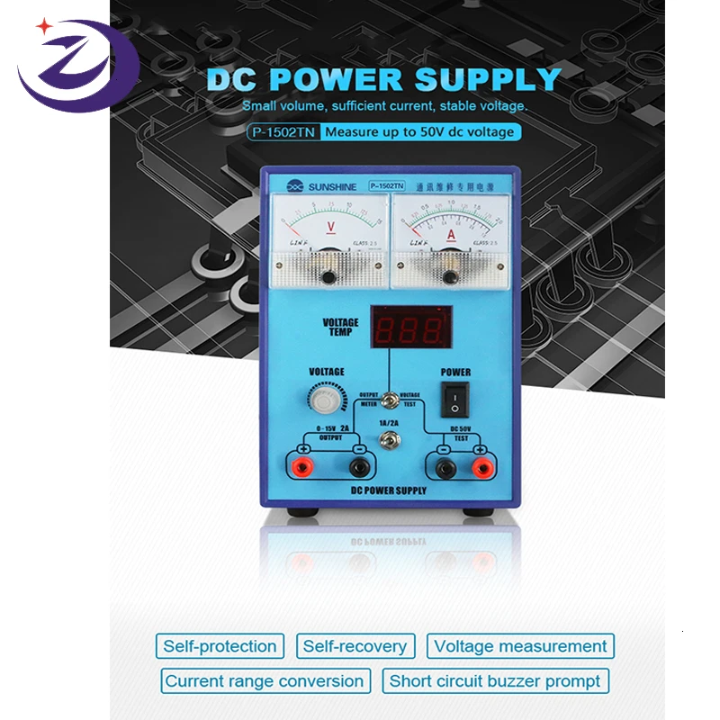 

Sunshine P-1502TN Mini DC Power Supply 15V 2A Adjustable Constant Temperature Voltage&Current Measurement For Phone Maintenance
