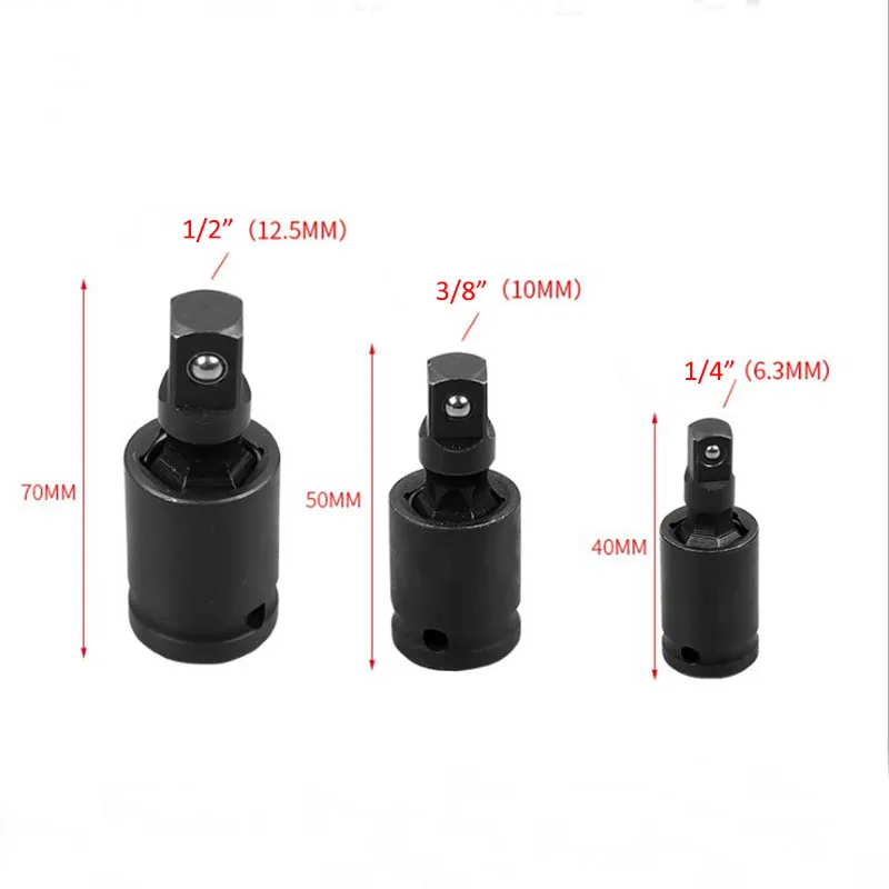Универсальный пневматический гайковерт 1/4 дюйма 3/8 1/2 сталь CR-MO черный поворотный