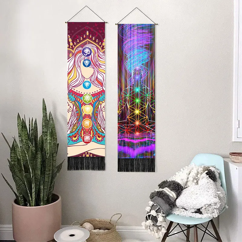 

Tapestry Hanging Paintings Meditation Printing Home Decoration Tassel Wall Hanging Painting Living Room Hanging Scroll Painting