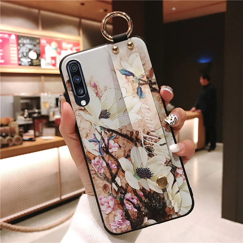 SoCouple для Samsung Galaxy S8 S9 S10 плюс S10e Note 9 8 A70 A60 A40 A50 A30 A10 A750 цветок ТПУ чехол для телефона с ремешком держатель чехол