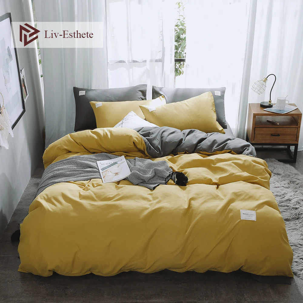 Liv Esthete A Yellow B Серый роскошный комплект постельного белья для дома мягкий