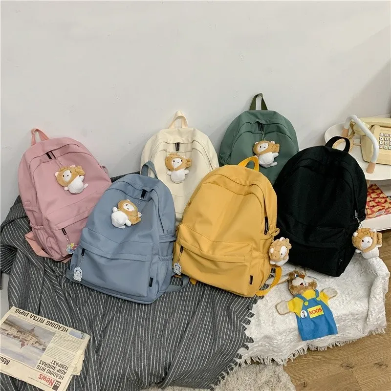 

Нейлоновый водонепроницаемый Однотонный женский рюкзак для ноутбука, дорожный рюкзак, школьные ранцы для девочек-подростков, 2021