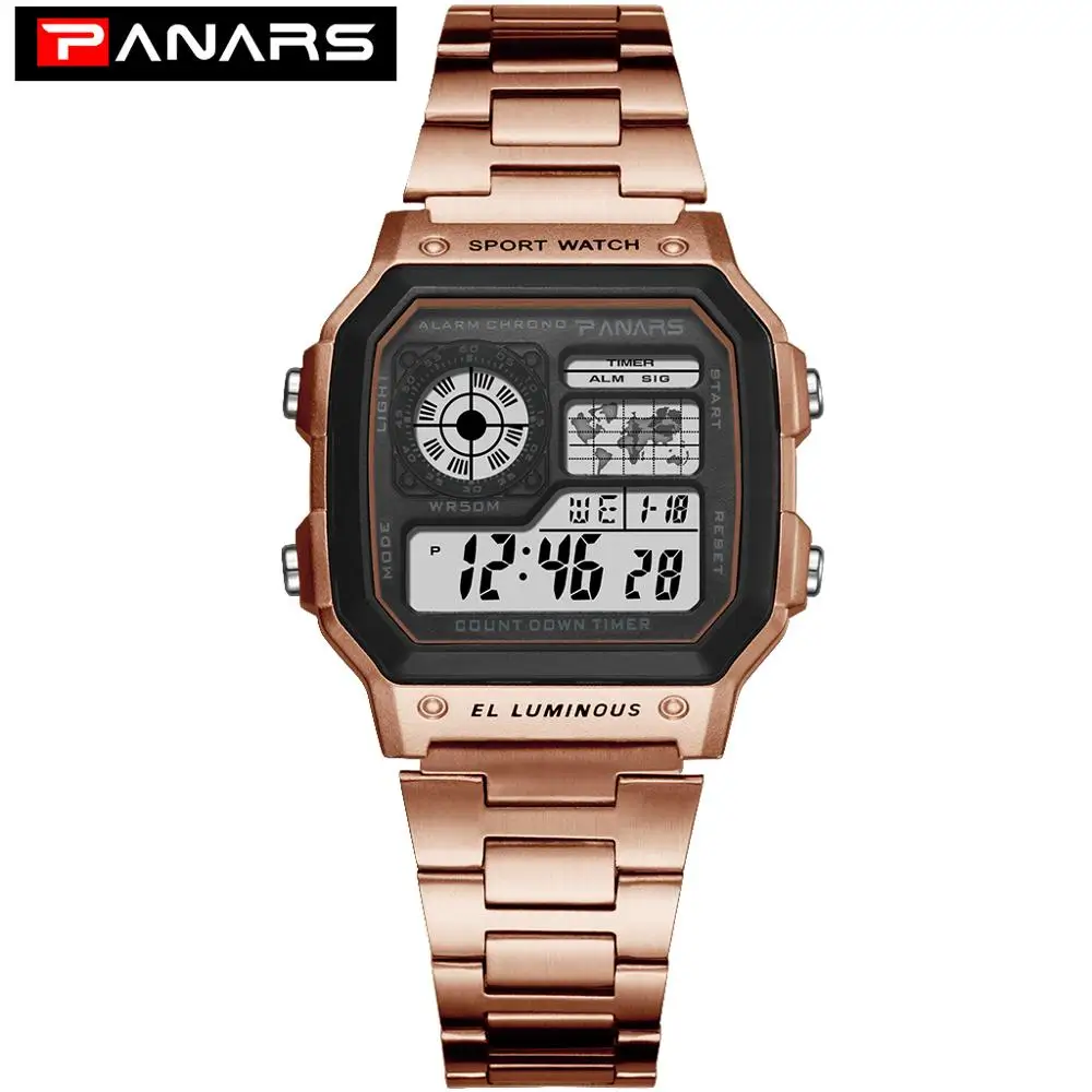 women 8130 rose gold PANARS часы для мужчин спортивные цифровые часы хронограф водонепроницаемые часы из нержавеющей стали бизнес наручные часы Мужские часы Relogio Masculino - Цвет: women 8130 rose gold