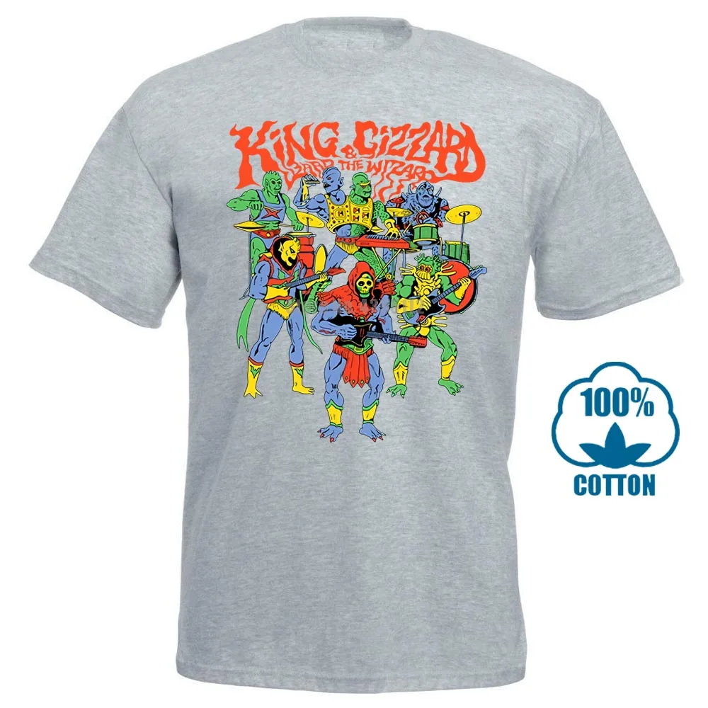 Серый Черные мужские футболки с принтом «King Gizzard And The Lizard Wizard»; одежда - Цвет: Серый