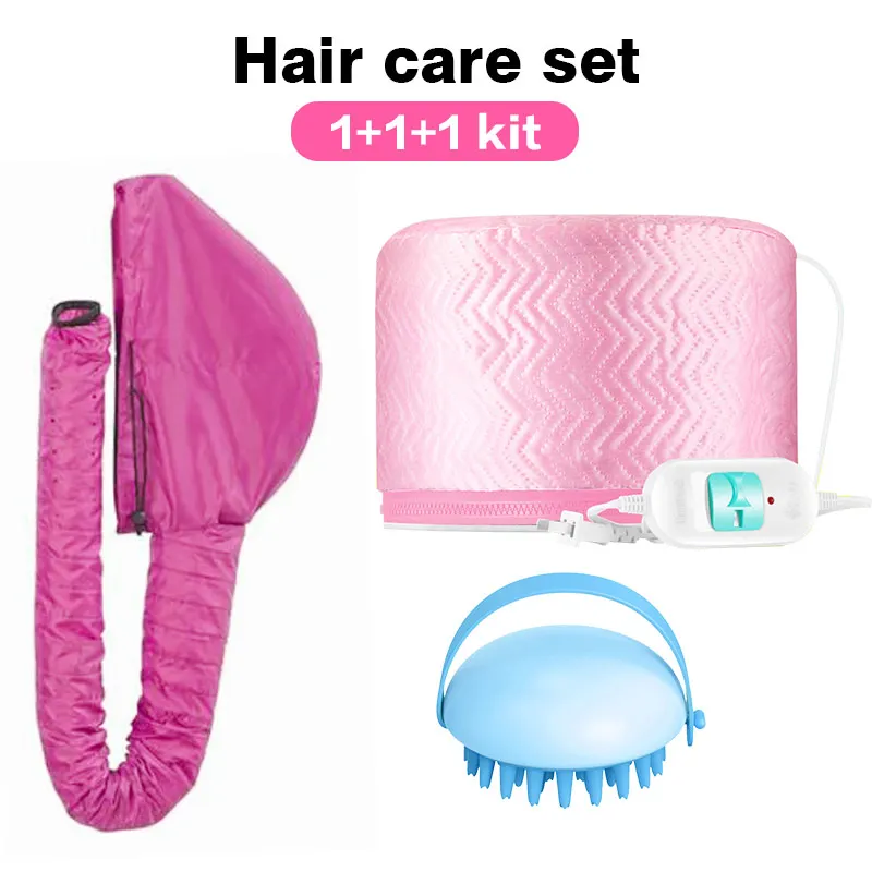

Hair care set hair steamer bonnet chauffant soin capillaire+hair dryer cap +Silicone Head Body Scalp Massage Brush Comb beauty