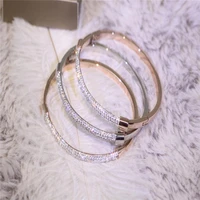 yun ruo fashion pave zircon couple bangle rose gold women man gift titanium stainless steel jewelry not change color drop ship