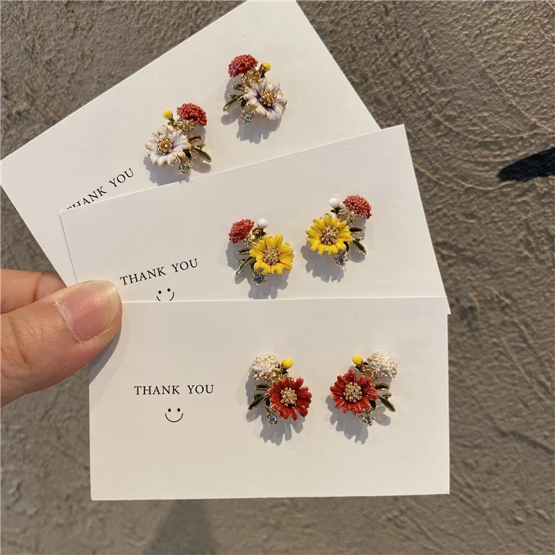 

Restore Ancient Ways, Enamel Glaze Earrings Fashionable Joker Little Daisy Flowers Small Stud Earrings Women Jewelry Accessories