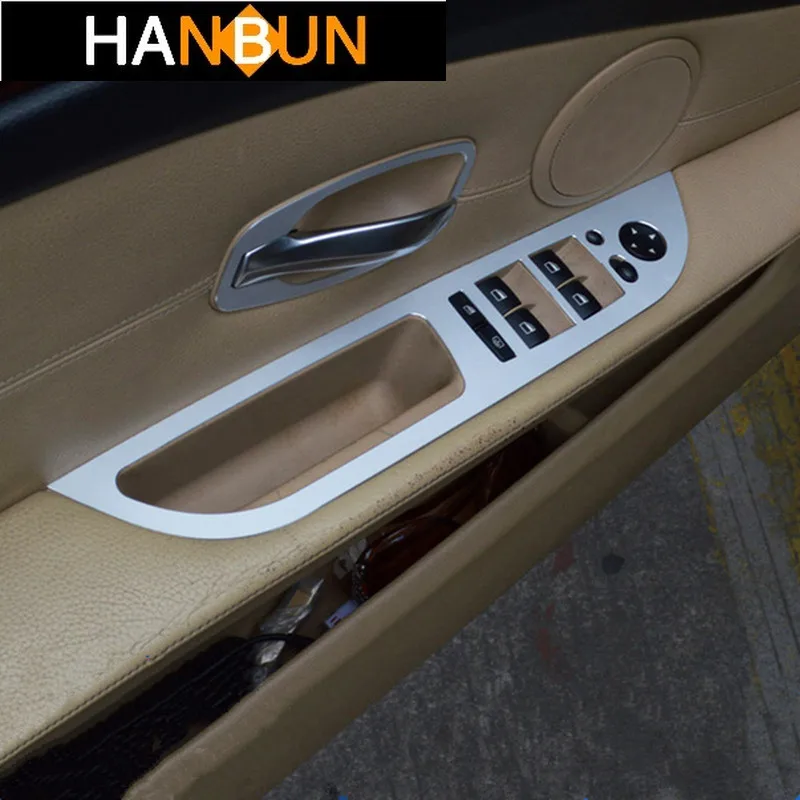 

Car Styling Door Armrest Panel Window Glass Button Decoration Frame Cover Trim Sticker For BMW 5 Series E60 Interior Accessories