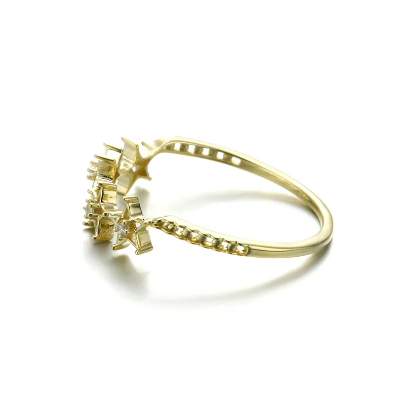 Изысканные кольца из чистого желтого золота 9 к со звездами и кристаллами для