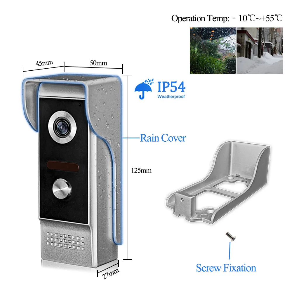 7 дюймов проводной Цвет видео телефон двери домофон Системы открытый Камера
