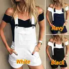 Женские стильные комбинезоны, Женский Летний комбинезон без рукавов, повседневный джинсовый комбинезон, женские шорты, Комбинезоны на подтяжках, панталоны