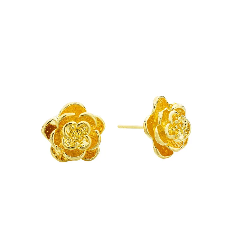 

UXN494 Women's anti allergy ear stick imitation gold plated petal Earrings