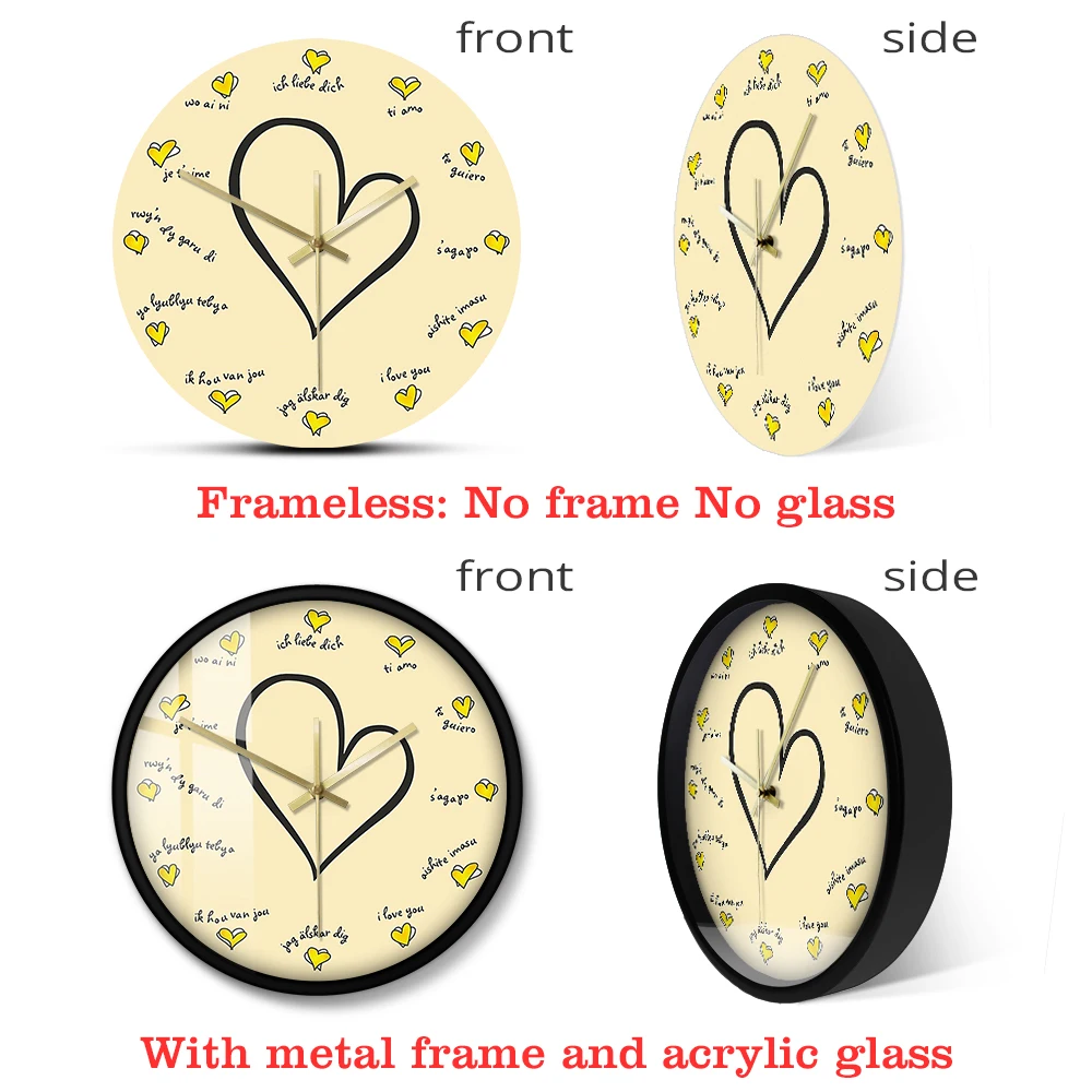 Я люблю тебя на 12 разных языках очаровательные тихие любящие настенные часы