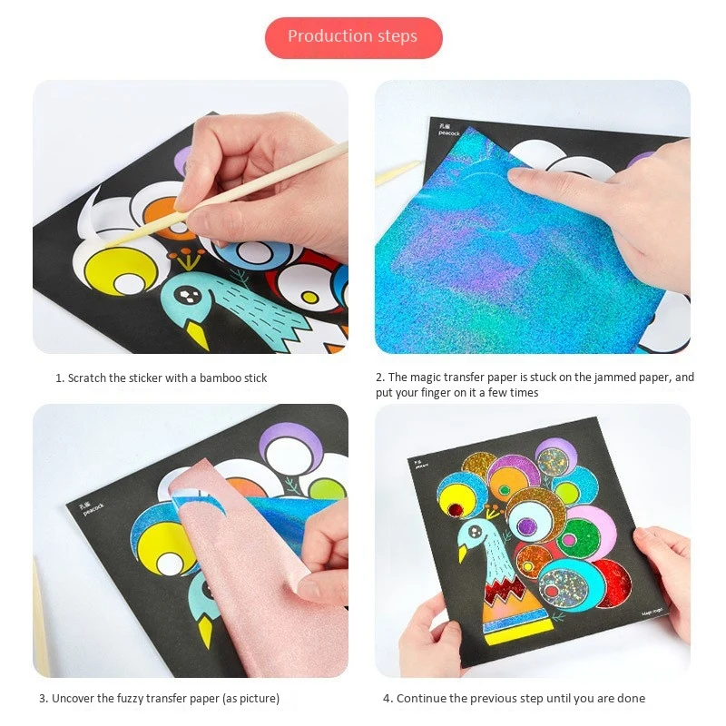 

15 Pcs Kids Colorful Fun DIY Magic Transfer Sticker Painting Arts and Crafts For Kids Education Cultivate Imagination