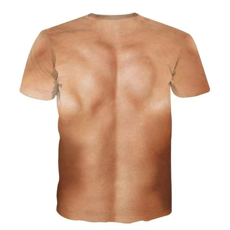2021 Top Selling New Funny Muscle Tee Cool Tattoo Print T-Shirt Men Short Sleeve 3D Digital Printing Fake T-shirt | Мужская одежда