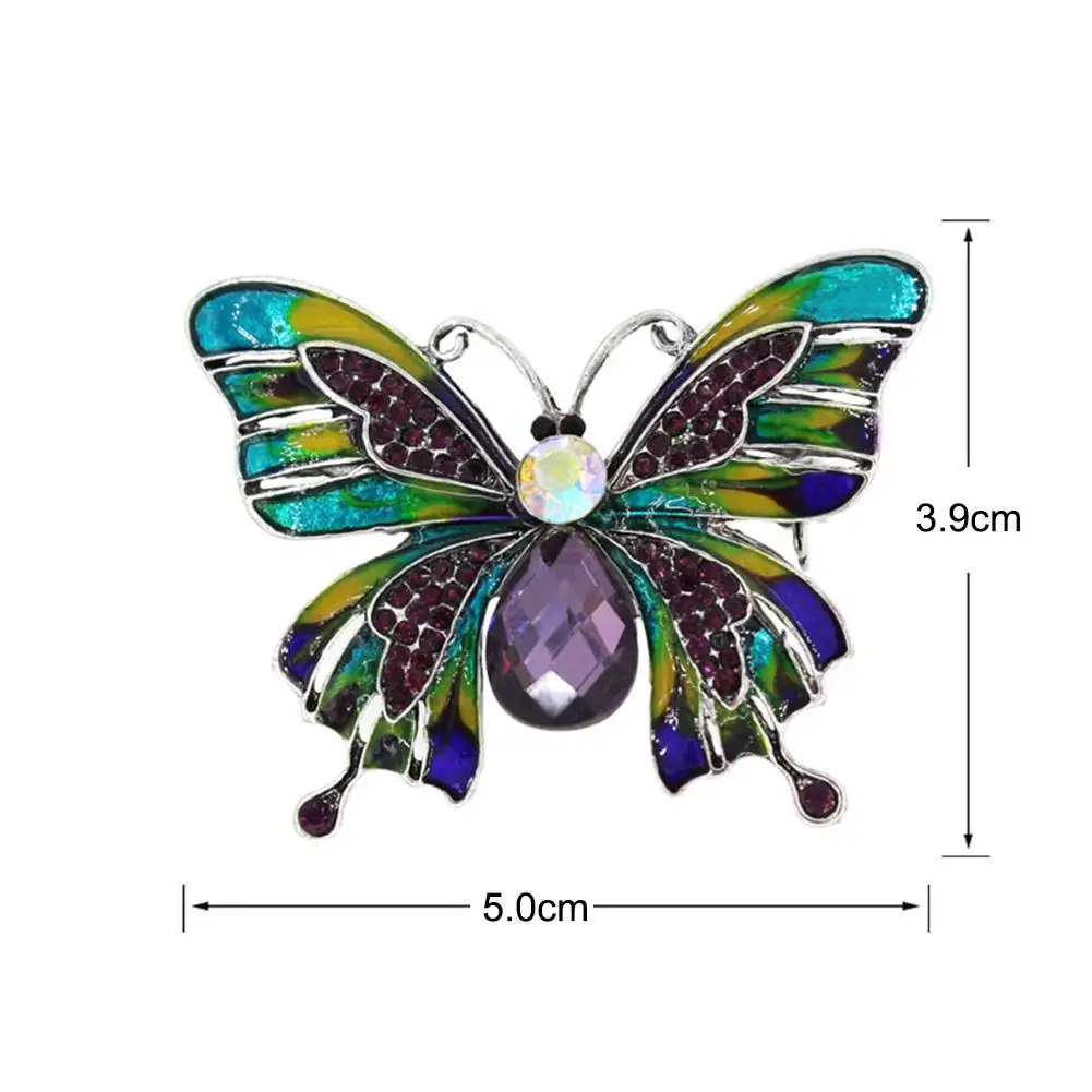 

HOT SALESChic Women Butterfly Shaped Rhinestone Inlaid Enamel Brooch Pin Suit Lapel Decor