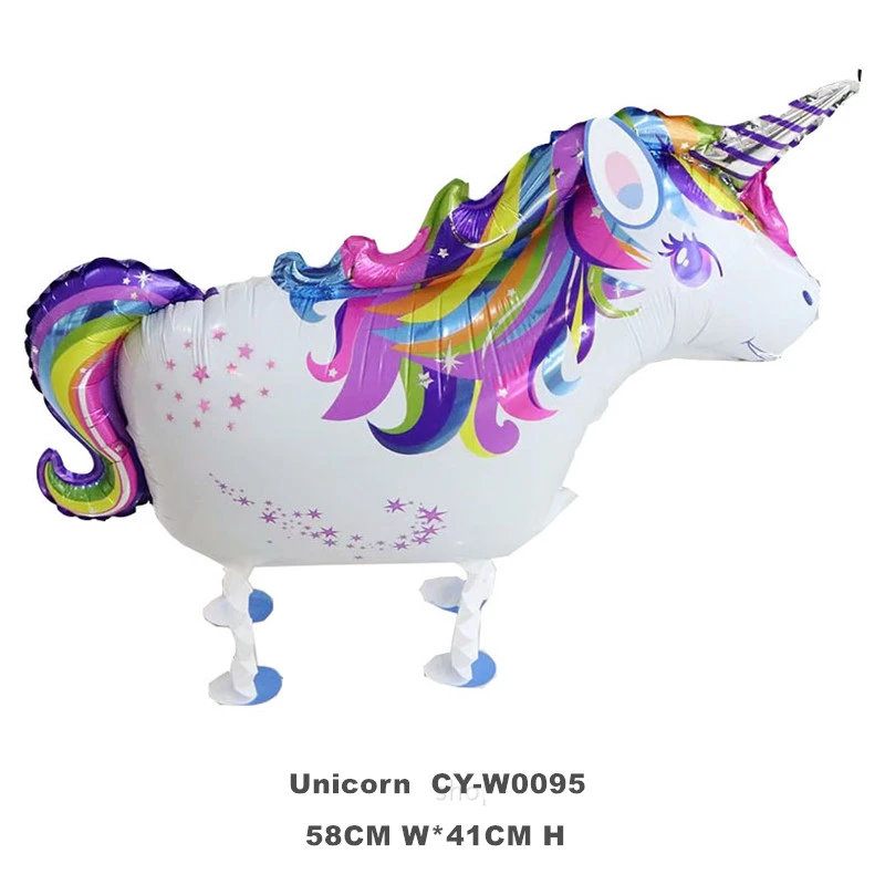 Вечерние украшения прогулки Единорог воздушные шары гуляющих животных гелия