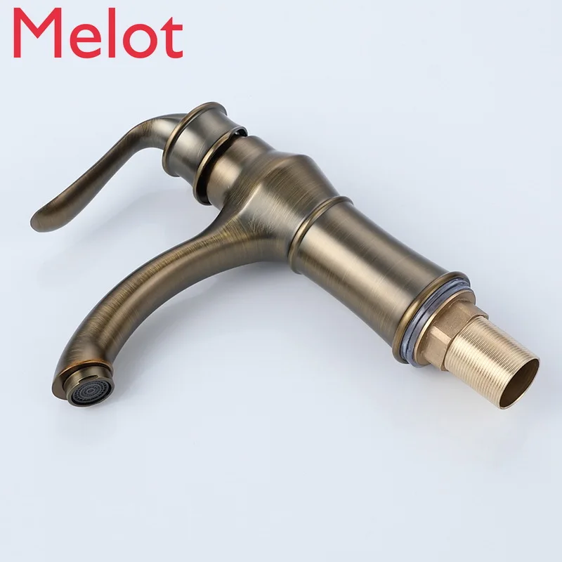 

New Chinese retro basin hot and cold faucet Taiwan basin bronze faucet art basin classical antique faucet