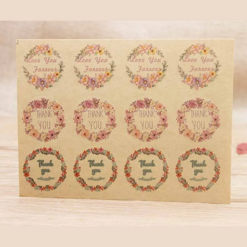 label as pic 100 шт. новые рождественские подарки этикетки DIy цветочный узор спасибо клейкая наклейка этикетки ручной работы этикетки для хлебобулочных изделий - Цвет: label as pic