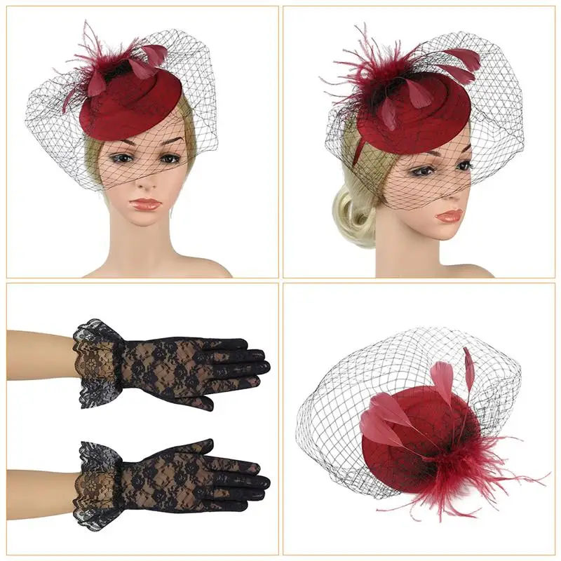 

1 Set Modern Girl Bridal Hair Accessories Gauze Feather Headdress Decor Set