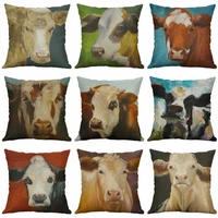 drawing home linen pillow cow new sofa cover cotton 18 case cushion decor