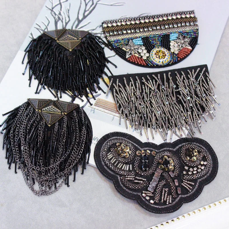 

one piece breastpin tassels shoulder board mark knot Epaulet metal badges applique patches for clothing HE-2569