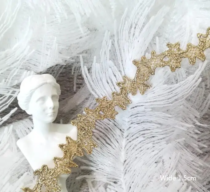 1 ярд кружевная лента с вышивкой гипюровая Золотая ткань 5 см Кружевная