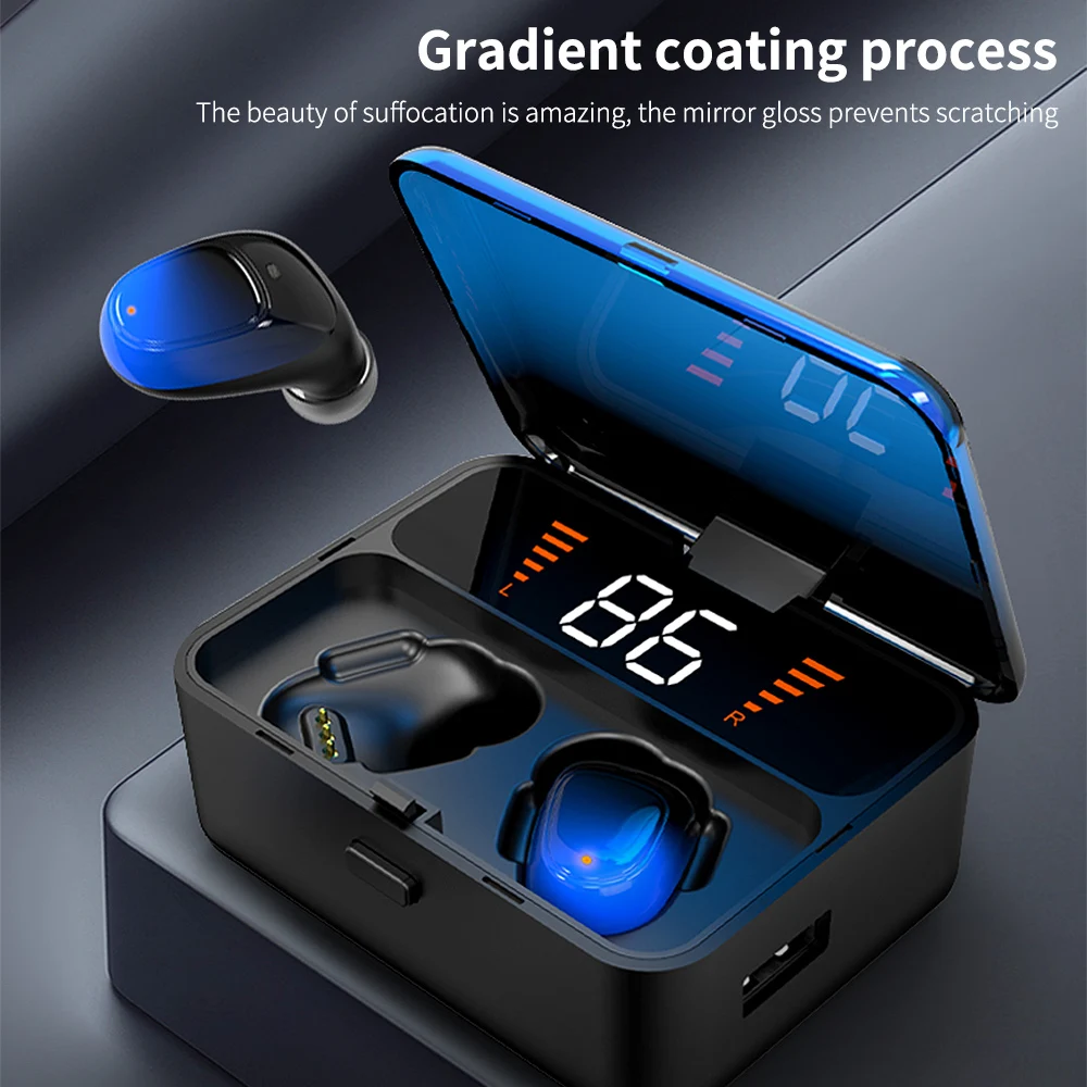 ES01 TWS светодиодный Bluetooth наушники V5.0 Touch беспроводные наушники 9D стерео спортивные водонепроницаемые гарнитура с микрофоном