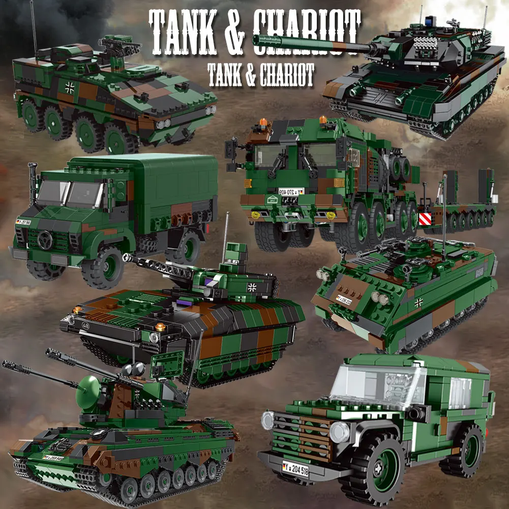 

BZDA Military Tank Building Blocks Panzerhaubitze 2000 Tank Vehicle Model Truck Bricks Toys For Children's Boys Gift