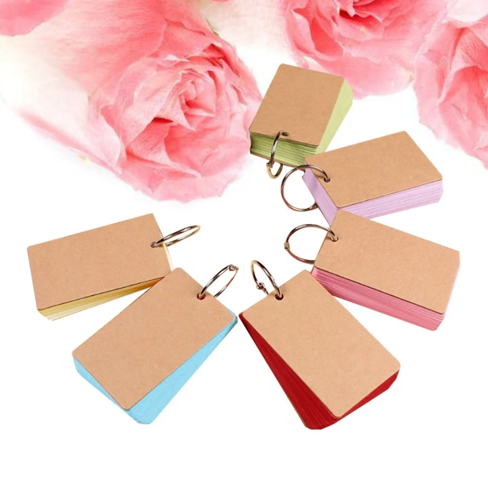 

6pcs Multi Colors Binder Ring Easy Flash Kraft Paper Study Cards DIY Greeting Card (Random Color)