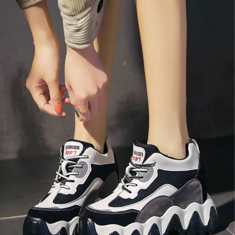 

SWYIVY Hided Wedges Shoes Women Autumn Chunky Sneakers Platform 2020 New Female Casual Shoes Platform Sneakers Student Shoes
