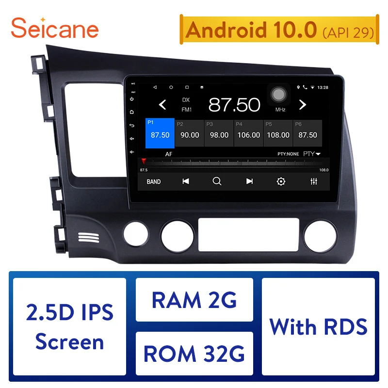 Автомобильный GPS навигатор Seicane 10 1 дюйма Android 0 2DIN радио для 2006 2007 2008 2009 2010 Honda Civic