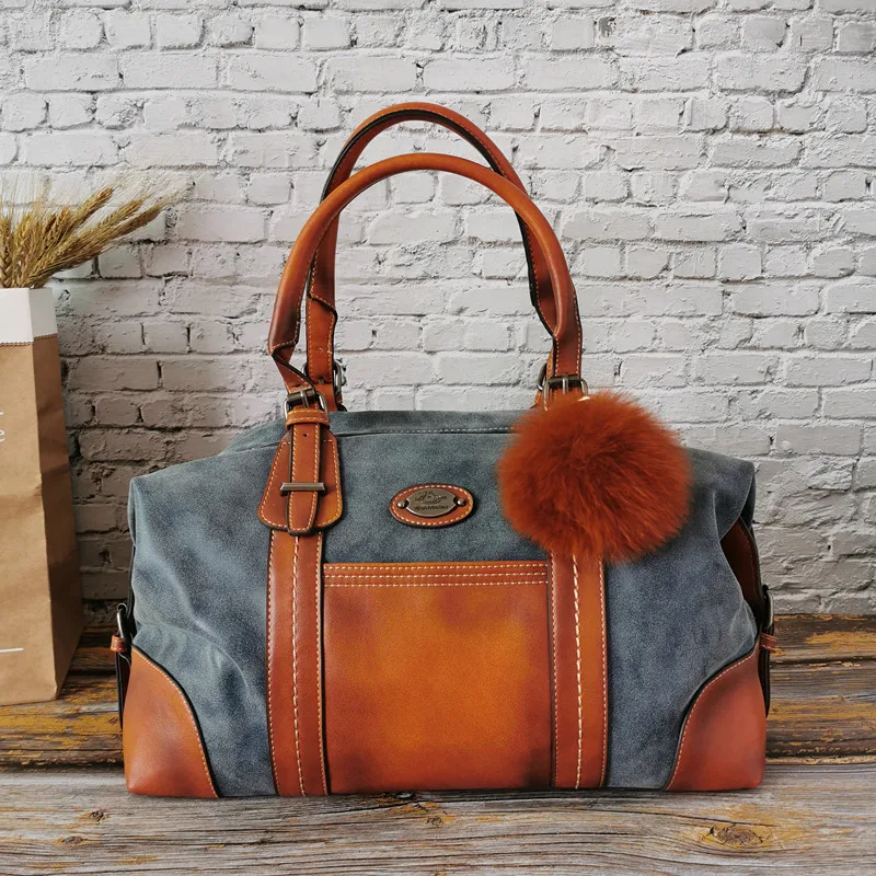 Blue and Ball IMYOK винтажные роскошные женские сумки из натуральной кожи, брендовая дизайнерская сумка, Высококачественная сумка-торба, женские сумки через плечо - Цвет: Blue and Ball