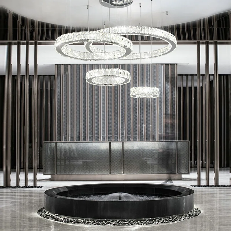 

Crystal ring 3/4 ring LED chandelier Living room dining room study bedroom chandelier Commercial establishments decorative lamps