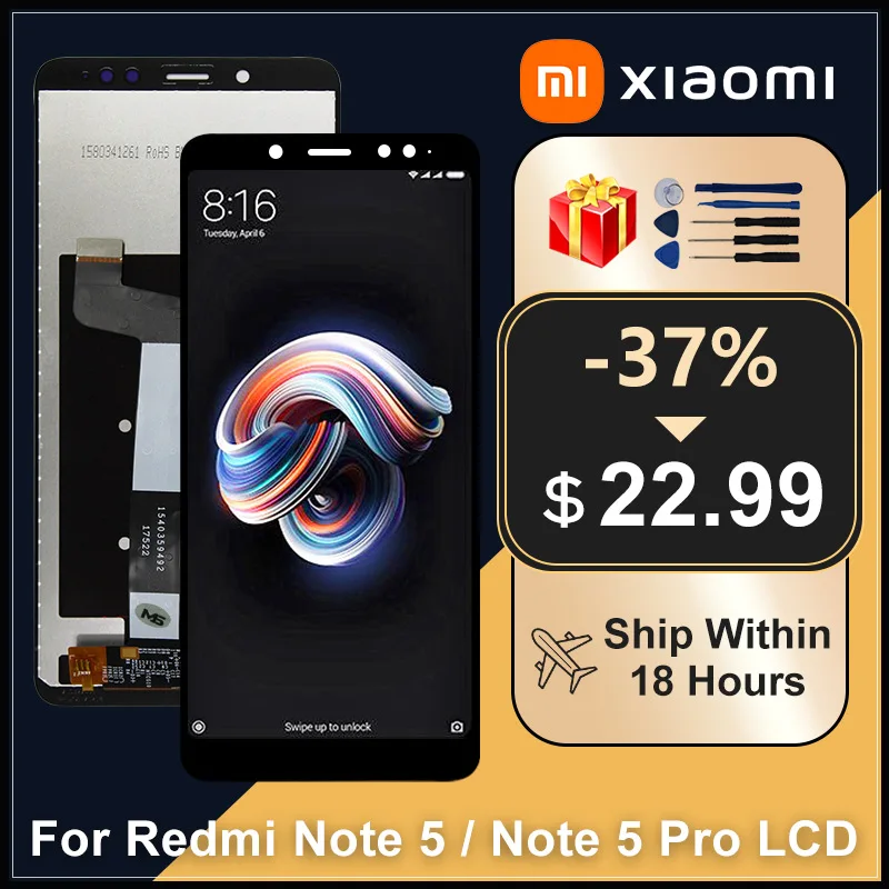 Pantalla LCD original para Xiaomi Redmi Note 5 Pro, digitalizador t&aacute;ctil con procesador Snapdragon 636, piezas de repuesto-0