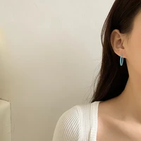 s925 needle fashion jewelry blue hoop earrings hot selling new asymmetrical simulated pearl earrings for women gifts