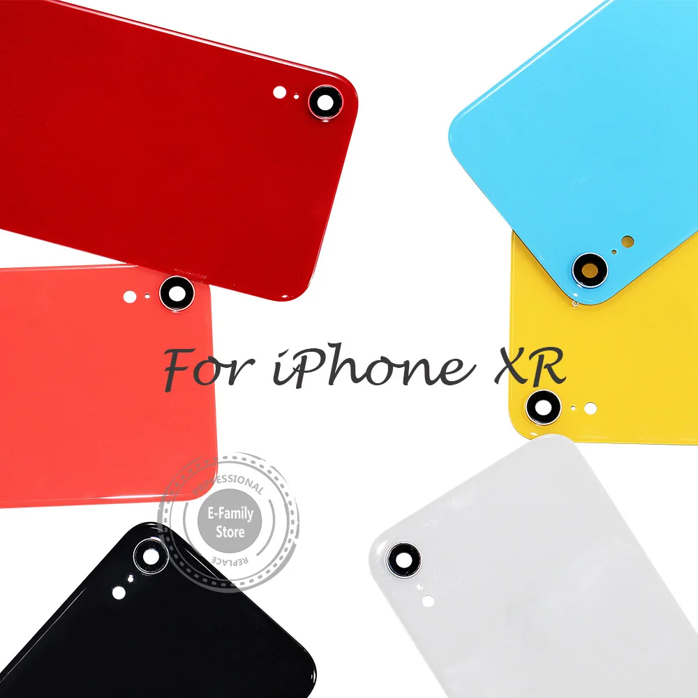E-family для iPhone XS Max Задняя крышка батареи Задняя стеклянная крышка корпуса чехол+ наклейка запасная часть для iPhone XR с объективом камеры